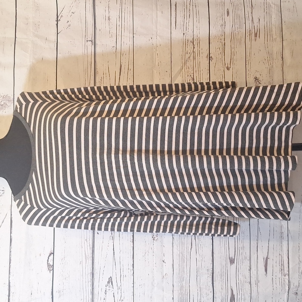 Matilda Jane Pink Gray Striped Swing Tunic Top Womens Large Long Sleeve #1097 - Picture 2 of 5